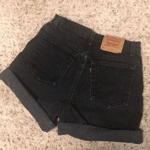 Vintage black denim Levi shorts